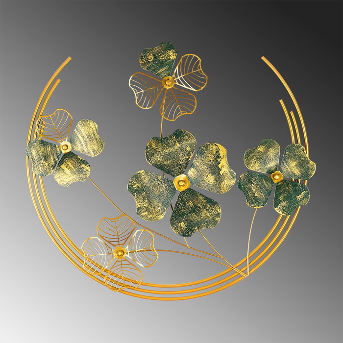 Wallity Haiyang Accesorio Decorativo de Pared de Metal Verde y Dorado